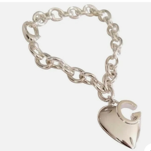 AUTHENTIC GUCCI CHARLOTTE HEART CHARM CHAIN BRACELET 925 STERLING SILVER - Picture 3 of 5